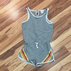art class Gray Romper with Colorful Stripes
